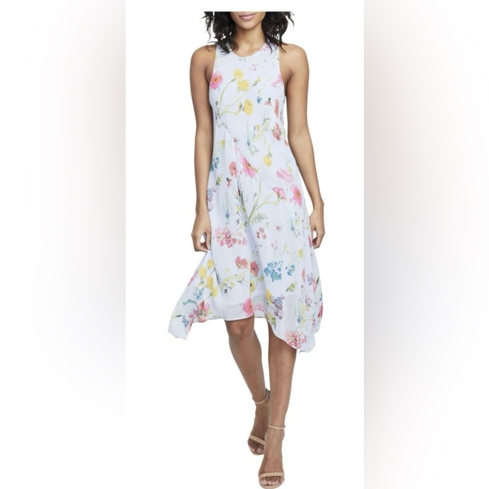 RACHEL Rachel Roy  Asymmetrical Floral Lavender midi Dress 0X